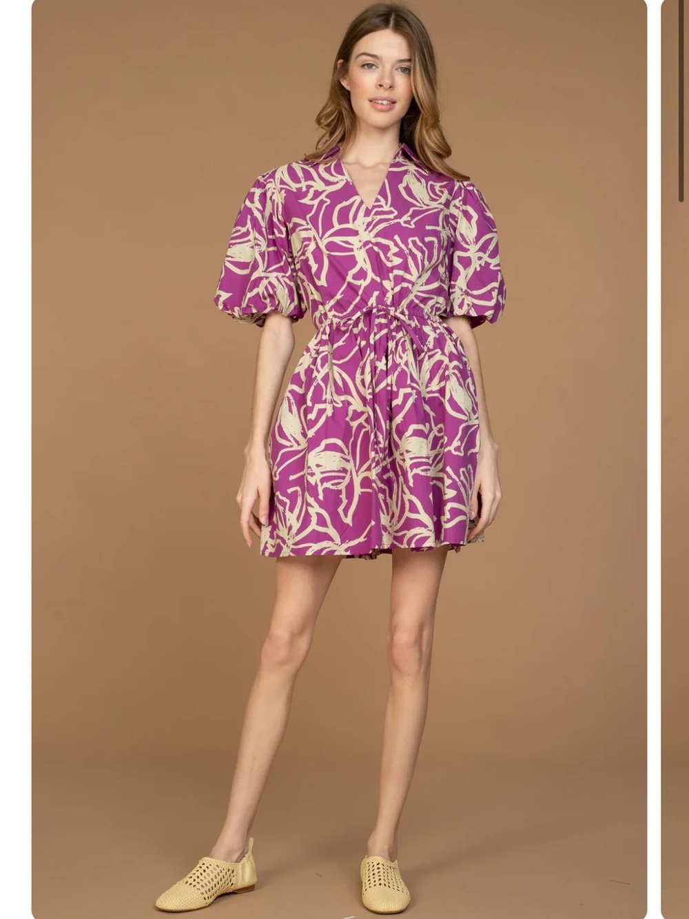 Olivia James Vibrant Purple Floral Mini Dress  Size M